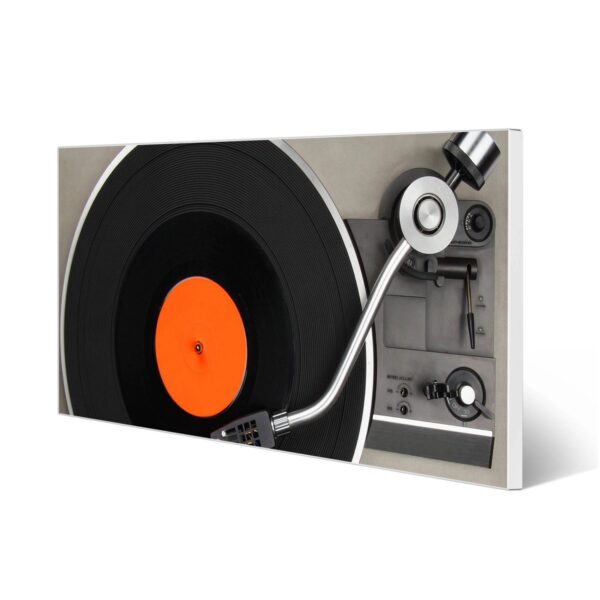 Banjado Magnettafel 78x37cm Magnetwand  Weiß Aus Metall Magnetpinnwand Pinnwand Inkl. 4 Magnete Motiv Plattenspieler
