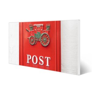 Banjado Magnettafel 78x37cm Magnetwand  Weiß Aus Metall Magnetpinnwand Pinnwand Inkl. 4 Magnete Motiv Postkasten Nostalgie