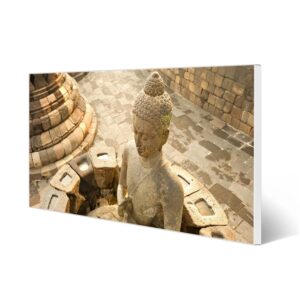 Banjado Magnettafel 78x37cm Magnetwand  Weiß Aus Metall Magnetpinnwand Pinnwand Inkl. 4 Magnete Motiv Sitzender Buddha