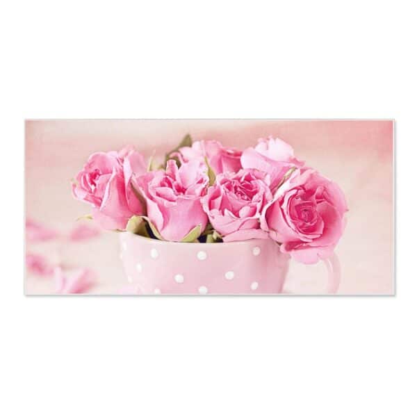 Banjado Magnettafel 78x37cm Magnetwand  Weiß Aus Metall Magnetpinnwand Pinnwand Inkl. 4 Magnete Motiv Tasse Voll Rosen