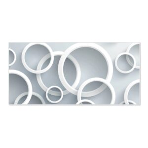 Banjado Magnettafel 78x37cm Magnetwand  Weiß Aus Metall Magnetpinnwand Pinnwand Inkl. 4 Magnete Motiv Weiße Ringe