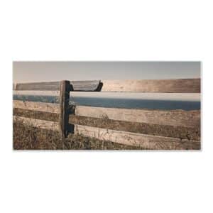 Banjado Magnettafel 78x37cm Magnetwand  Weiß Aus Metall Magnetpinnwand Pinnwand Inkl. 4 Magnete Motiv Zaun Am Meer
