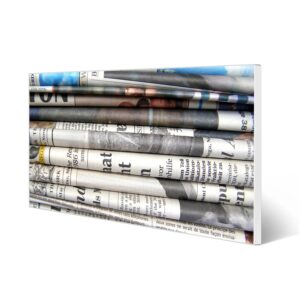 Banjado Magnettafel 78x37cm Magnetwand  Weiß Aus Metall Magnetpinnwand Pinnwand Inkl. 4 Magnete Motiv Zeitungen