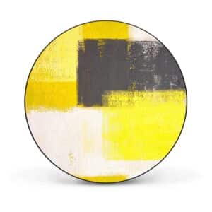 Banjado Magnettafel Rund Größe 47cm Magnetwand Schwarz Aus Metall Magnetpinnwand Pinnwand Motiv Abstrakt Gelb