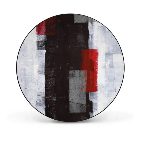 Banjado Magnettafel Rund Größe 47cm Magnetwand Schwarz Aus Metall Magnetpinnwand Pinnwand Motiv Abstrakt Rot