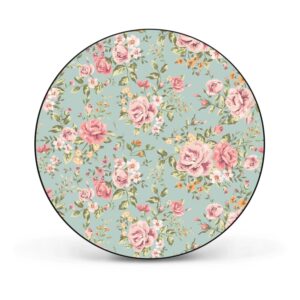 Banjado Magnettafel Rund Größe 47cm Magnetwand Schwarz Aus Metall Magnetpinnwand Pinnwand Motiv Altrosa Blume