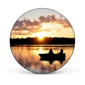 Banjado Magnettafel Rund Größe 47cm Magnetwand Schwarz Aus Metall Magnetpinnwand Pinnwand Motiv Angler