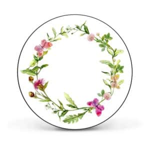 Banjado Magnettafel Rund Größe 47cm Magnetwand Schwarz Aus Metall Magnetpinnwand Pinnwand Motiv Aquarell Blumenring