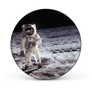 Banjado Magnettafel Rund Größe 47cm Magnetwand Schwarz Aus Metall Magnetpinnwand Pinnwand Motiv Astronaut