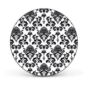 Banjado Magnettafel Rund Größe 47cm Magnetwand Schwarz Aus Metall Magnetpinnwand Pinnwand Motiv Barock