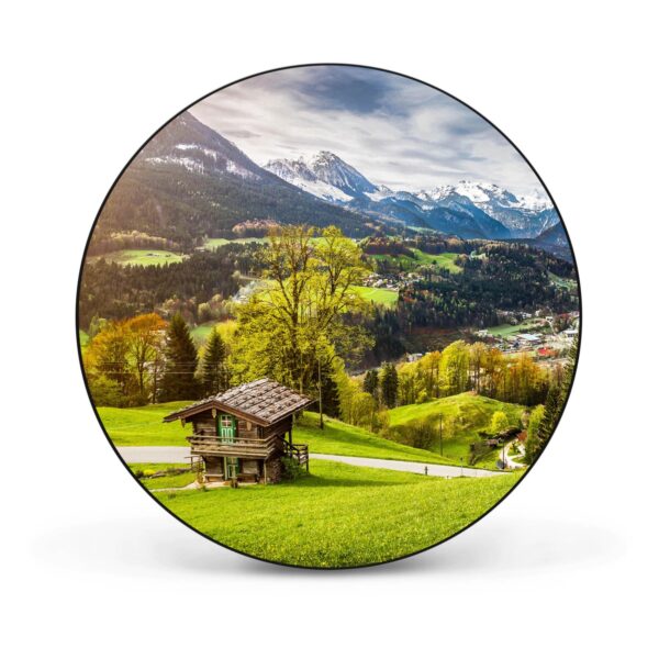 Banjado Magnettafel Rund Größe 47cm Magnetwand Schwarz Aus Metall Magnetpinnwand Pinnwand Motiv Berchtesgadener Land