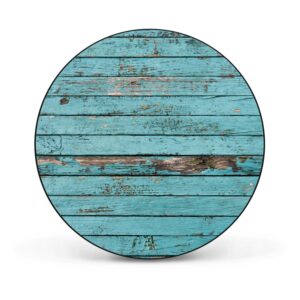 Banjado Magnettafel Rund Größe 47cm Magnetwand Schwarz Aus Metall Magnetpinnwand Pinnwand Motiv Blaue Holzlatten