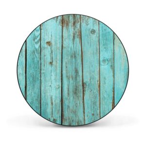 Banjado Magnettafel Rund Größe 47cm Magnetwand Schwarz Aus Metall Magnetpinnwand Pinnwand Motiv Blaues Holz