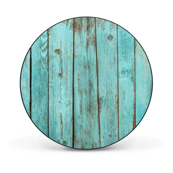 Banjado Magnettafel Rund Größe 47cm Magnetwand Schwarz Aus Metall Magnetpinnwand Pinnwand Motiv Blaues Holz