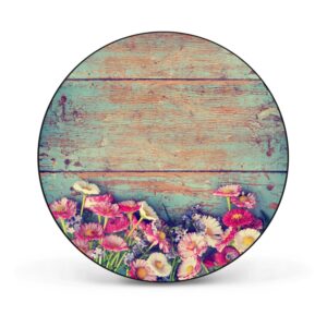 Banjado Magnettafel Rund Größe 47cm Magnetwand Schwarz Aus Metall Magnetpinnwand Pinnwand Motiv Blumenpfücken