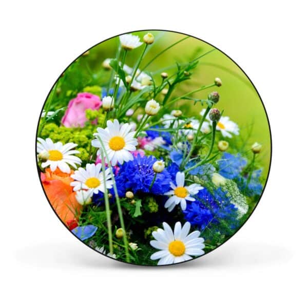 Banjado Magnettafel Rund Größe 47cm Magnetwand Schwarz Aus Metall Magnetpinnwand Pinnwand Motiv Blumenstrauß