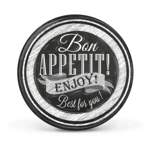 Banjado Magnettafel Rund Größe 47cm Magnetwand Schwarz Aus Metall Magnetpinnwand Pinnwand Motiv Bon Appetit