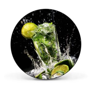 Banjado Magnettafel Rund Größe 47cm Magnetwand Schwarz Aus Metall Magnetpinnwand Pinnwand Motiv Brasilianischer Cocktail