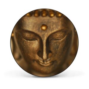 Banjado Magnettafel Rund Größe 47cm Magnetwand Schwarz Aus Metall Magnetpinnwand Pinnwand Motiv Buddha Gold