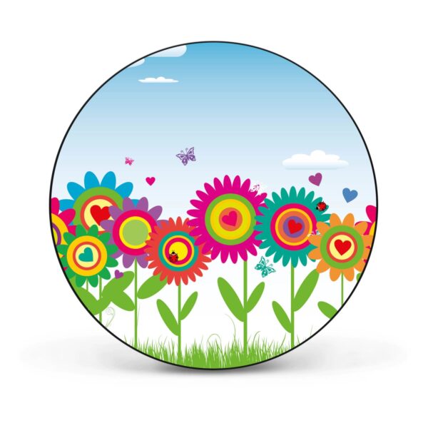 Banjado Magnettafel Rund Größe 47cm Magnetwand Schwarz Aus Metall Magnetpinnwand Pinnwand Motiv Bunte Blumen