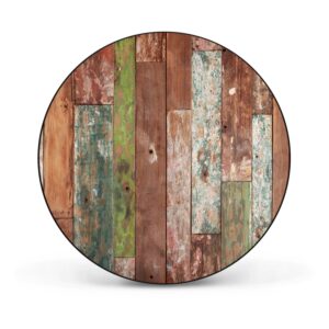 Banjado Magnettafel Rund Größe 47cm Magnetwand Schwarz Aus Metall Magnetpinnwand Pinnwand Motiv Buntes Holz
