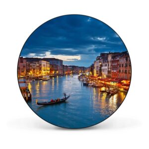 Banjado Magnettafel Rund Größe 47cm Magnetwand Schwarz Aus Metall Magnetpinnwand Pinnwand Motiv Canale Grande Bei Nacht