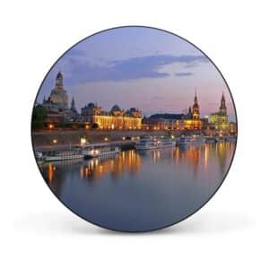 Banjado Magnettafel Rund Größe 47cm Magnetwand Schwarz Aus Metall Magnetpinnwand Pinnwand Motiv Dresden