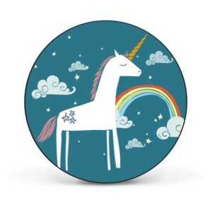 Banjado Magnettafel Rund Größe 47cm Magnetwand Schwarz Aus Metall Magnetpinnwand Pinnwand Motiv Einhorn