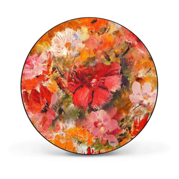 Banjado Magnettafel Rund Größe 47cm Magnetwand Schwarz Aus Metall Magnetpinnwand Pinnwand Motiv Fallende Blumen