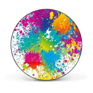 Banjado Magnettafel Rund Größe 47cm Magnetwand Schwarz Aus Metall Magnetpinnwand Pinnwand Motiv Farbspritzer