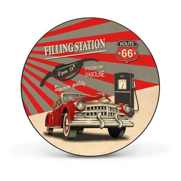 Banjado Magnettafel Rund Größe 47cm Magnetwand Schwarz Aus Metall Magnetpinnwand Pinnwand Motiv Filling Station