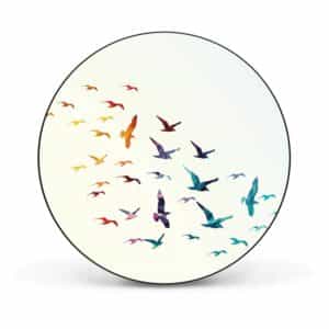 Banjado Magnettafel Rund Größe 47cm Magnetwand Schwarz Aus Metall Magnetpinnwand Pinnwand Motiv Fliegende Vögel