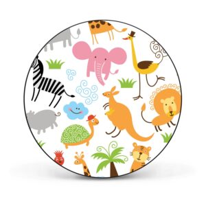 Banjado Magnettafel Rund Größe 47cm Magnetwand Schwarz Aus Metall Magnetpinnwand Pinnwand Motiv Fröhliche Tiere