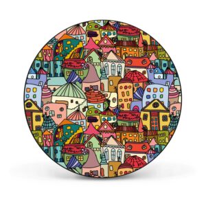Banjado Magnettafel Rund Größe 47cm Magnetwand Schwarz Aus Metall Magnetpinnwand Pinnwand Motiv Funky Town