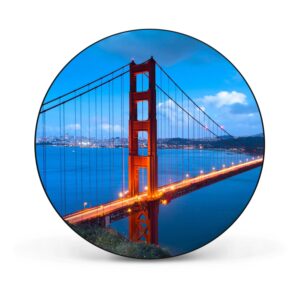 Banjado Magnettafel Rund Größe 47cm Magnetwand Schwarz Aus Metall Magnetpinnwand Pinnwand Motiv Golden Gate Bridge