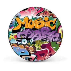 Banjado Magnettafel Rund Größe 47cm Magnetwand Schwarz Aus Metall Magnetpinnwand Pinnwand Motiv Graffiti