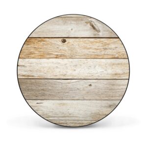 Banjado Magnettafel Rund Größe 47cm Magnetwand Schwarz Aus Metall Magnetpinnwand Pinnwand Motiv Graues Holz