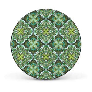 Banjado Magnettafel Rund Größe 47cm Magnetwand Schwarz Aus Metall Magnetpinnwand Pinnwand Motiv Grünes Muster