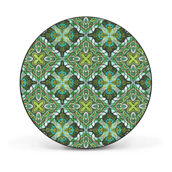 Banjado Magnettafel Rund Größe 47cm Magnetwand Schwarz Aus Metall Magnetpinnwand Pinnwand Motiv Grünes Muster