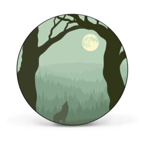 Banjado Magnettafel Rund Größe 47cm Magnetwand Schwarz Aus Metall Magnetpinnwand Pinnwand Motiv Heulender Wolf