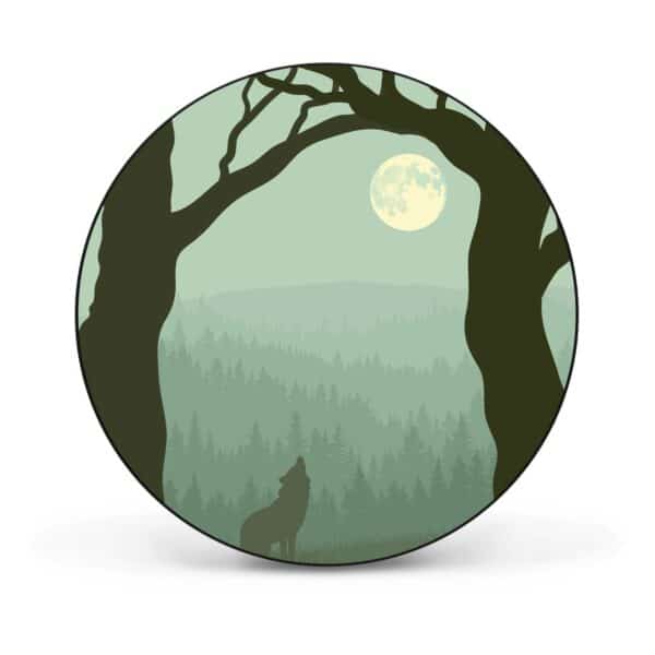 Banjado Magnettafel Rund Größe 47cm Magnetwand Schwarz Aus Metall Magnetpinnwand Pinnwand Motiv Heulender Wolf
