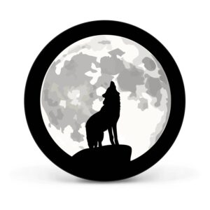 Banjado Magnettafel Rund Größe 47cm Magnetwand Schwarz Aus Metall Magnetpinnwand Pinnwand Motiv Heulender Wolf Sw