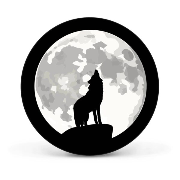 Banjado Magnettafel Rund Größe 47cm Magnetwand Schwarz Aus Metall Magnetpinnwand Pinnwand Motiv Heulender Wolf Sw