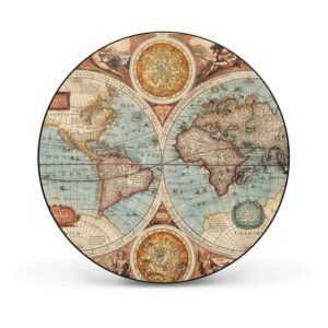 Banjado Magnettafel Rund Größe 47cm Magnetwand Schwarz Aus Metall Magnetpinnwand Pinnwand Motiv Historische Weltkarte