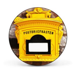 Banjado Magnettafel Rund Größe 47cm Magnetwand Schwarz Aus Metall Magnetpinnwand Pinnwand Motiv Historischer Postkasten