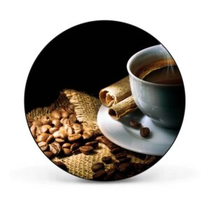 Banjado Magnettafel Rund Größe 47cm Magnetwand Schwarz Aus Metall Magnetpinnwand Pinnwand Motiv Hot Coffee