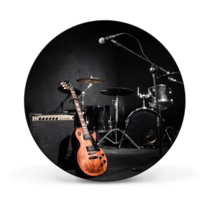 Banjado Magnettafel Rund Größe 47cm Magnetwand Schwarz Aus Metall Magnetpinnwand Pinnwand Motiv Jam Session