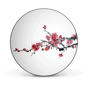 Banjado Magnettafel Rund Größe 47cm Magnetwand Schwarz Aus Metall Magnetpinnwand Pinnwand Motiv Japanische Blüten 2