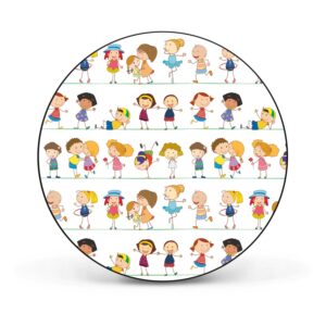 Banjado Magnettafel Rund Größe 47cm Magnetwand Schwarz Aus Metall Magnetpinnwand Pinnwand Motiv Kinder