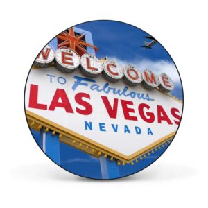 Banjado Magnettafel Rund Größe 47cm Magnetwand Schwarz Aus Metall Magnetpinnwand Pinnwand Motiv Las Vegas